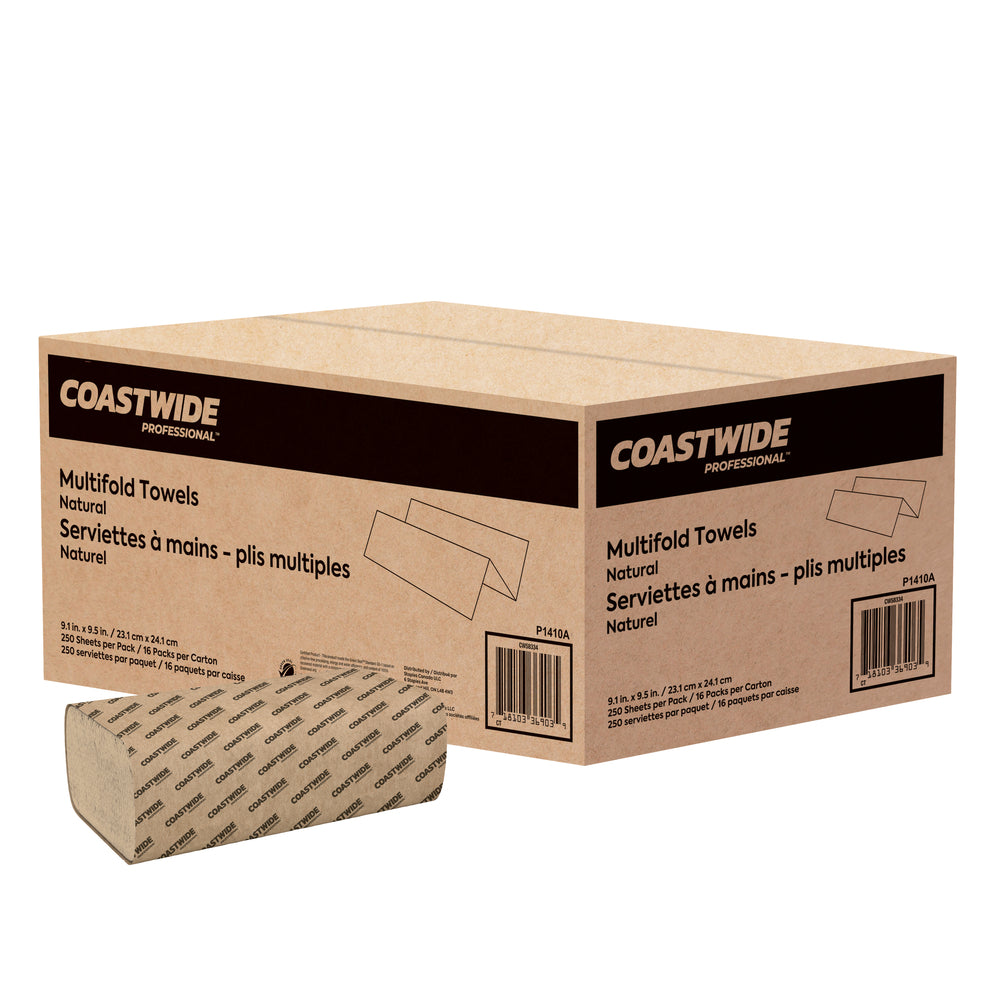 Coastwide Professional Multifold Paper Towels - 250 sheets - Natural Brown - 16 Pack